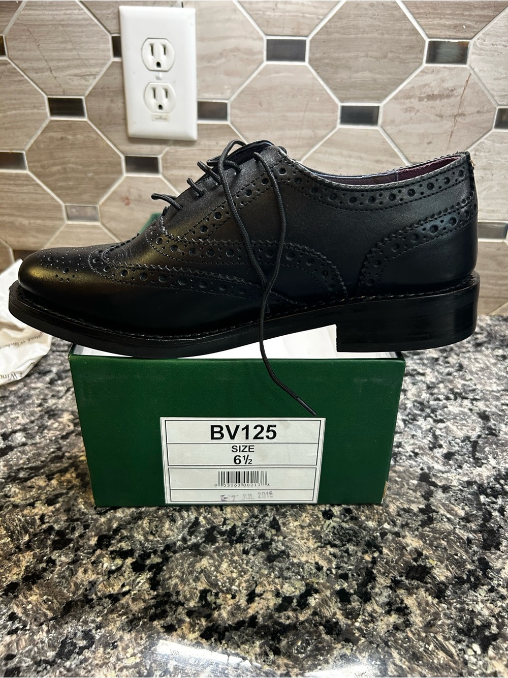 Samuel Windsor Handmade Italian Leather Mens Brogue Wingtip Shoes 6.5 Black